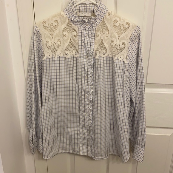 Sandro Tops - Cute Sandro Vintage Blouse with White Lace